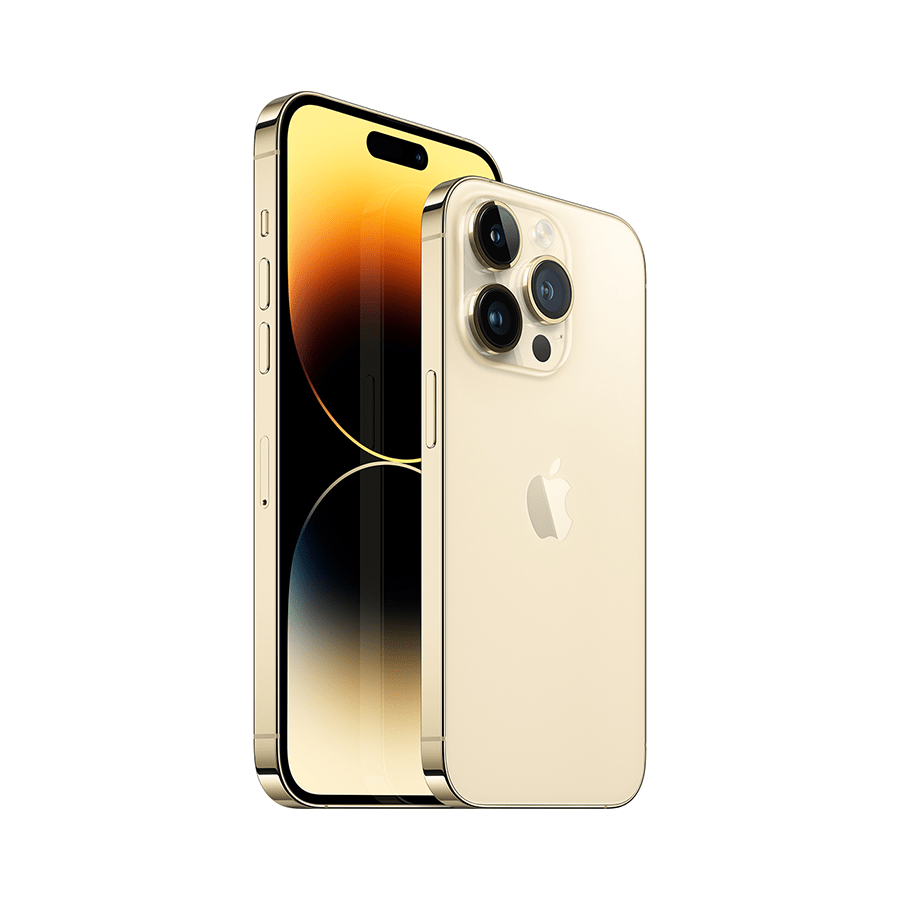 Iphone 14 Promax vàng mặt trước và mặt sau
