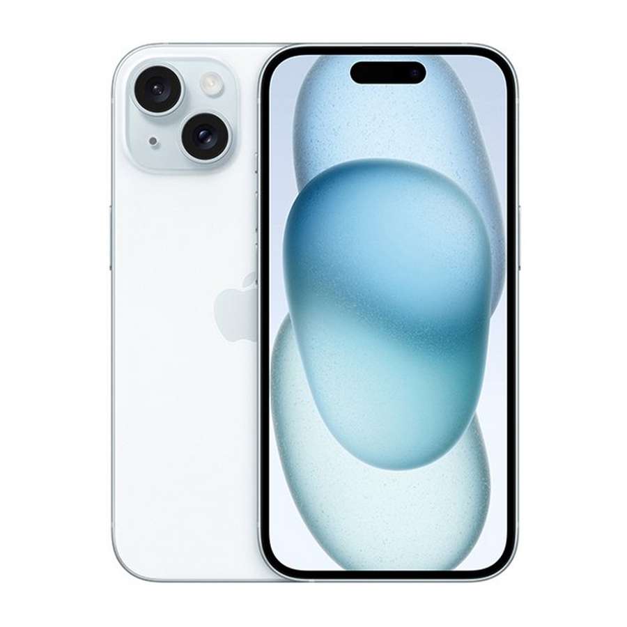 Iphone 15 Plus xanh dương mặt trước và mặt sau