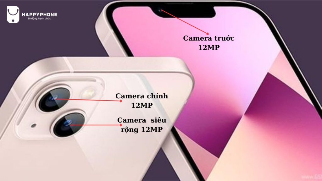 iPhone 13 Camera trước 12MP, Camera chính 12MP, Camera siêu rộng 12MP